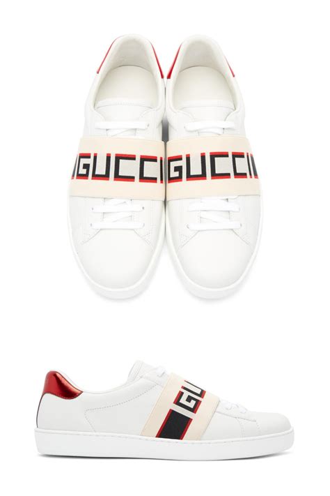 white new ace gucci elastic sneakers|Gucci ace sneakers men's.